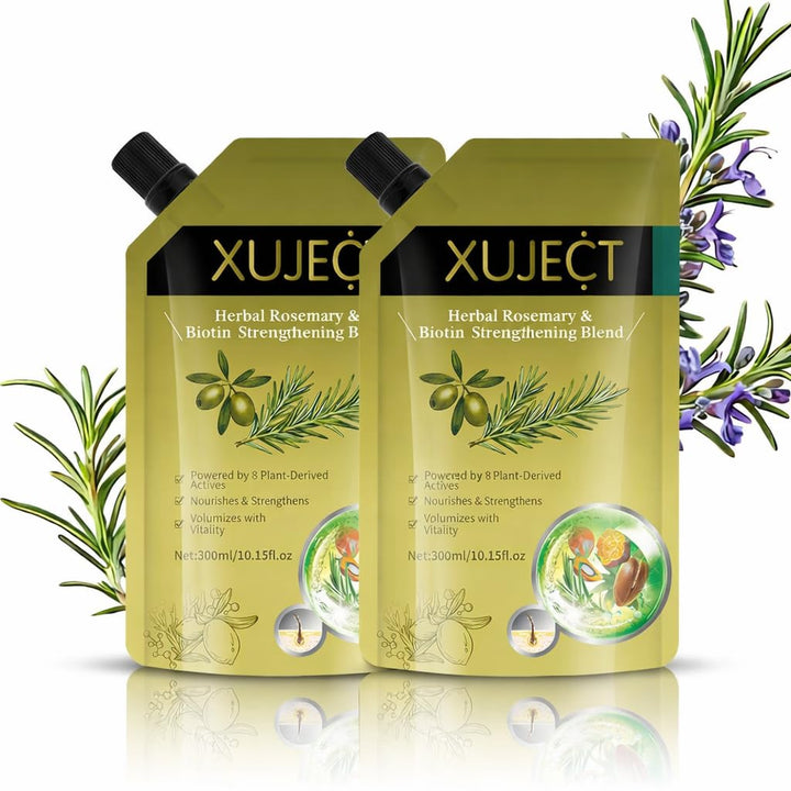 XUJECT Shampoo for Thinning Hair for Women and Men– Rosemary Hair Growth Shampoo with Biotin, Strengthening & Volumizing Formula for Fuller Looking Hair, 10.15 fl oz- 2 Packs