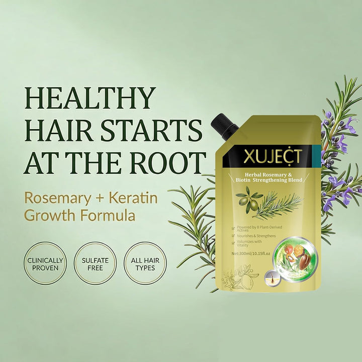 XUJECT Shampoo for Thinning Hair for Women and Men– Rosemary Hair Growth Shampoo with Biotin, Strengthening & Volumizing Formula for Fuller Looking Hair, 10.15 fl oz- 2 Packs