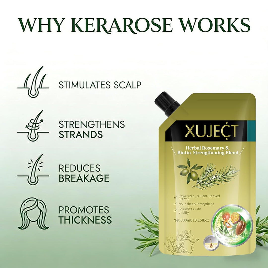 XUJECT Shampoo for Thinning Hair for Women and Men– Rosemary Hair Growth Shampoo with Biotin, Strengthening & Volumizing Formula for Fuller Looking Hair, 10.15 fl oz- 2 Packs